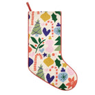 Holiday Icons Embroidered Needlepoint Christmas Stocking, 11x18 inch, front view