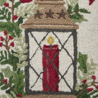 Holiday Lantern Hooked Wool Christmas Throw Pillow, close-up detail