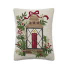 Holiday Lantern Hooked Wool Christmas Throw Pillow, 14x18 inch, front view