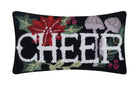 Holiday Mushrooms Cheer Hooked Wool Christmas Throw Pillow, 9x16 inch, front view