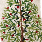 Closeup of Holiday Pine Hooked Wool Christmas Stocking showing stitch texture and craftsmanship detail