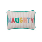 Holiday Stripes Naughty/Nice Reversible Embroidered Throw Pillow, 8x12 inch, front view