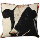 Holstein Cow Black Red needlepoint throw pillow with artisan decorative design