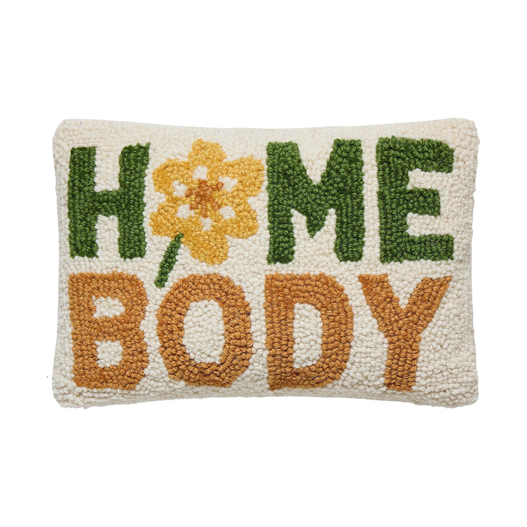Home Body Hooked Wool Throw Pillow, 8x12 inch, front view