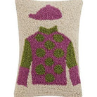 Horseshirt Pink & Green Hooked Wool Throw Pillow, close-up detail