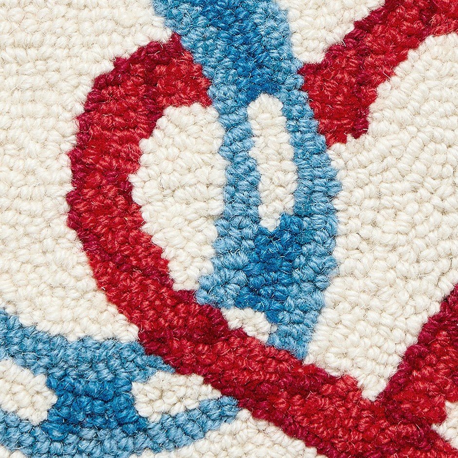 Horseshoe Heart Hooked Wool Throw Pillow, close-up detail