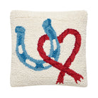 Horseshoe Heart Hooked Wool Throw Pillow, 10x10 inch, front view