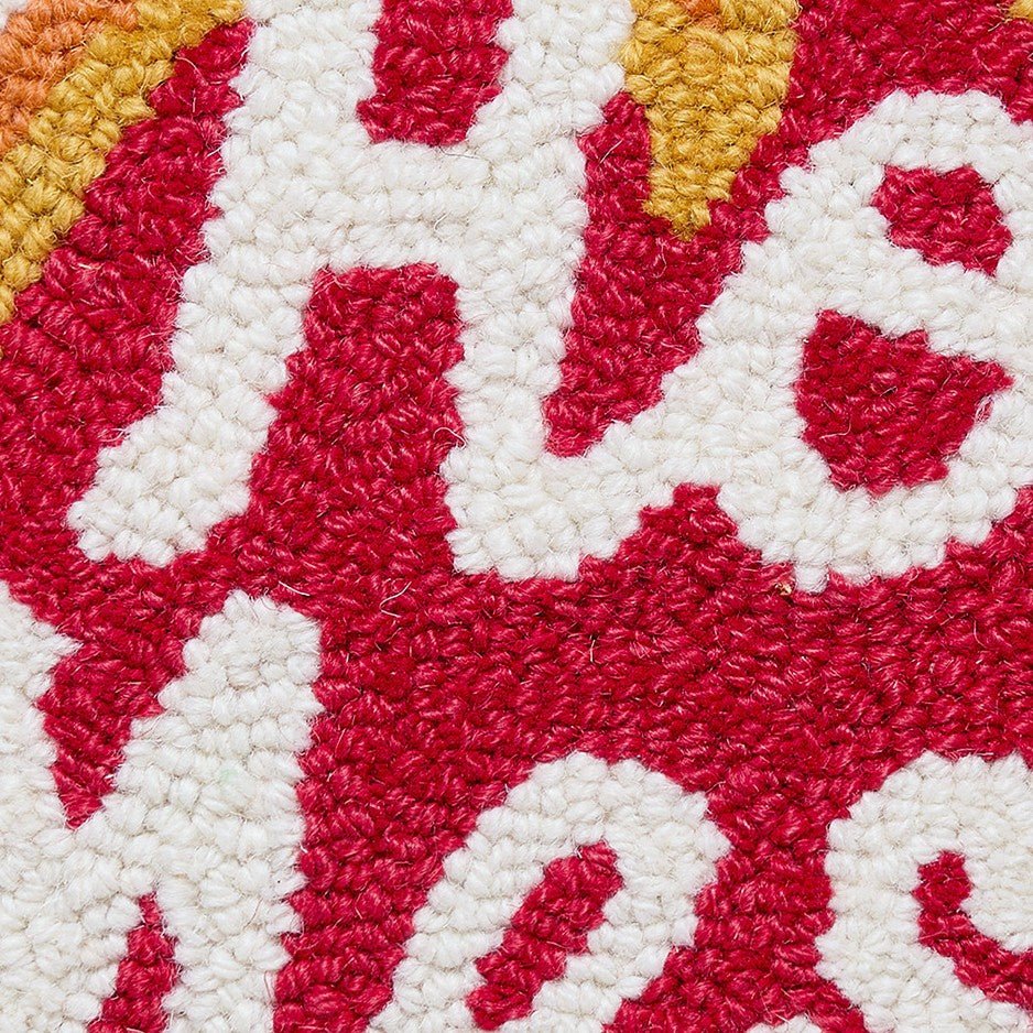 Hot Mess Hooked Wool Throw Pillow, close-up detail