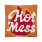 Hot Mess Hooked Wool Throw Pillow, 10x10 inch, front view