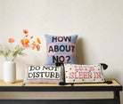 How About No Hooked Wool Throw Pillow shown alongside other designs in the same collection, 14x14 inch