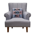 How About No Hooked Wool Throw Pillow on an armchair, showing the throw pillow at room scale, 14x14 inch
