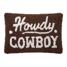 Howdy Cowboy Hooked Wool Throw Pillow, 8x12 inch, front view