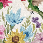 Hummingbird Wildflower Hooked Wool Throw Pillow, close-up detail