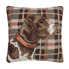 Hunting Dog Hooked Wool Throw Pillow, 16x16 inch, front view