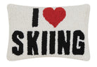 I Love Skiing Hooked Wool Throw Pillow, 8x12 inch, front view