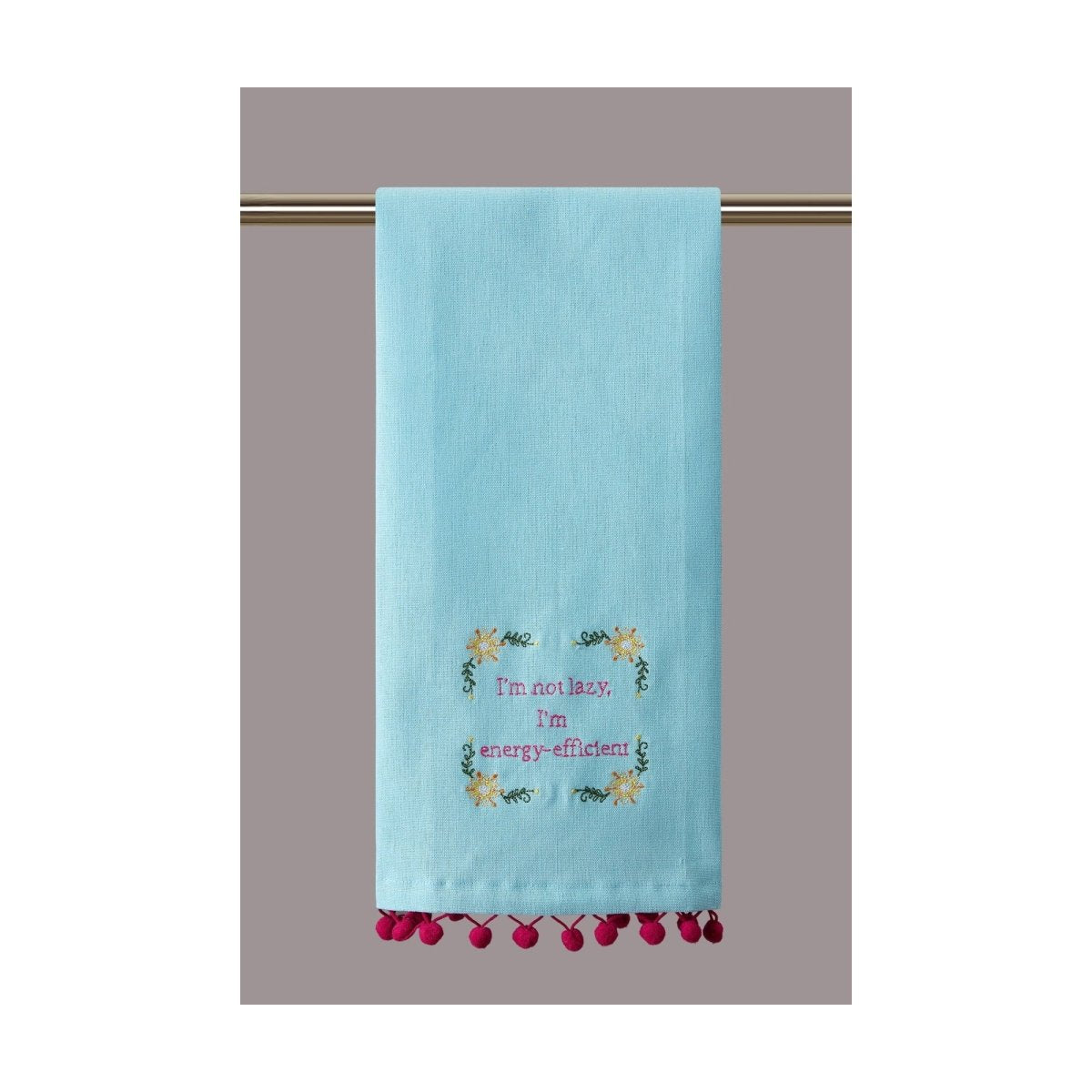 I'm Energy Efficient Embroidered Kitchen Towel, 15x22 inch, front view
