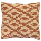 Ikat Camel Indian hooked wool throw pillow with artisan decorative design