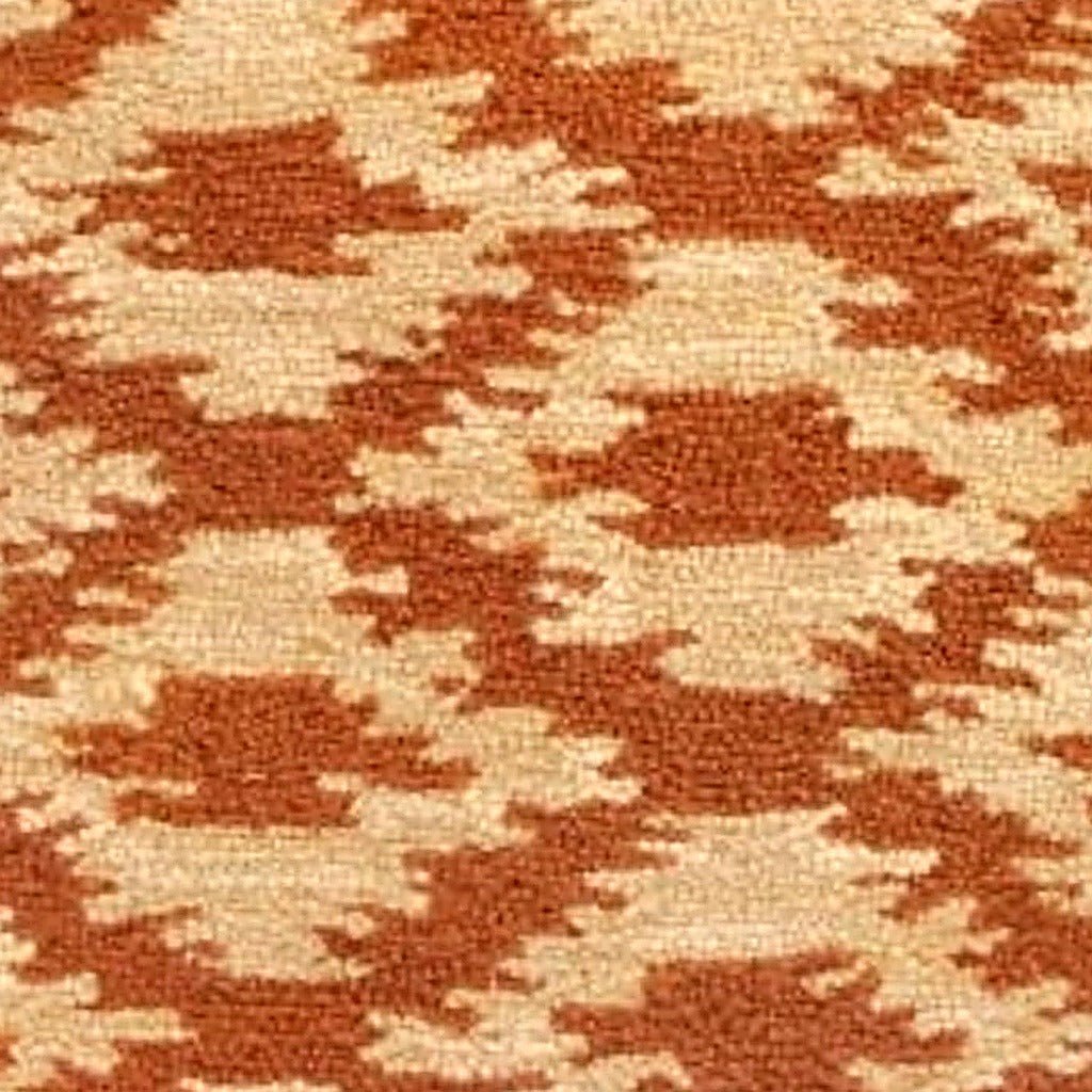 Hand-stitched wool detail of Ikat Camel Indian Wool Hooked needlepoint pillow showing intricate weave pattern and texture