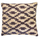 Ikat Onyx Indian hooked wool throw pillow with artisan decorative design