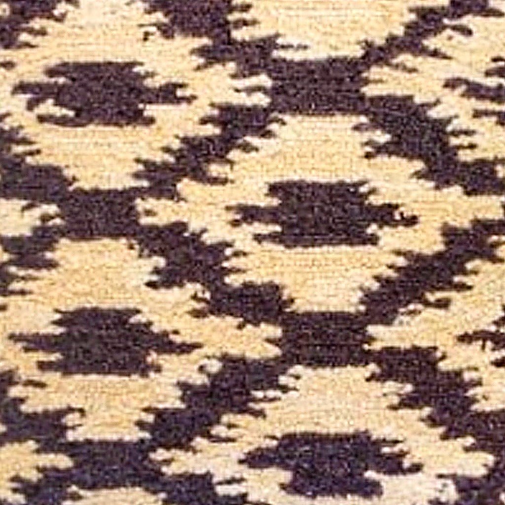 Hand-stitched wool detail of Ikat Onyx Indian Wool Hooked needlepoint pillow showing intricate weave pattern and texture
