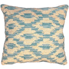 Ikat Peacock Indian hooked wool throw pillow with artisan decorative design