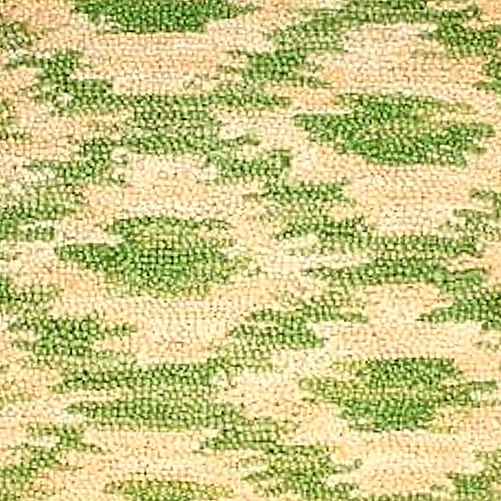 Hand-stitched wool detail of Ikat Pistachio Indian Wool Hooked needlepoint pillow showing intricate weave pattern and texture