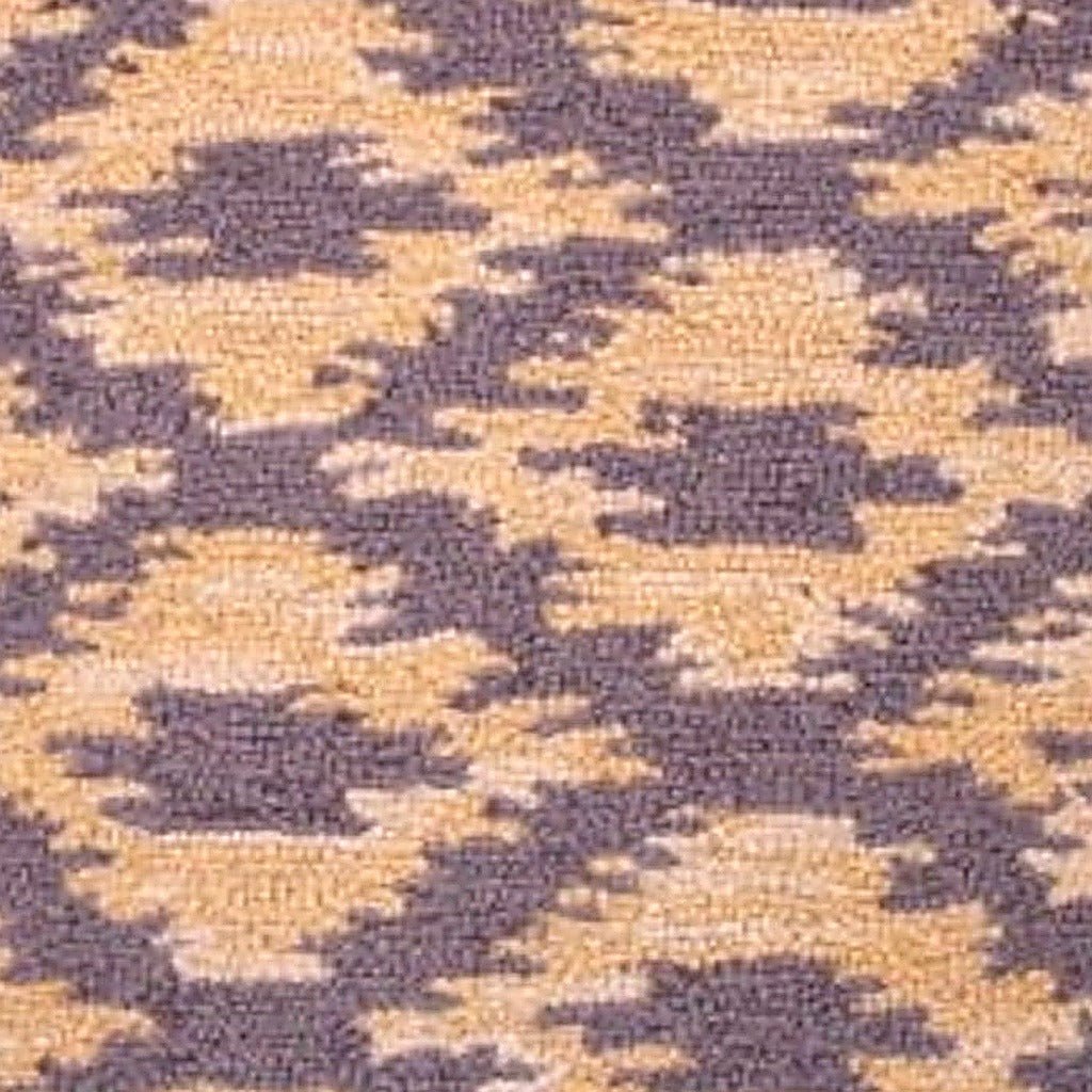 Closeup of Ikat Sepia Indian Wool Hooked needlepoint throw pillow highlighting hand-stitched wool craftsmanship and fabric detail