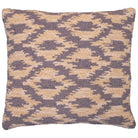 Ikat Sepia Indian hooked wool throw pillow with artisan decorative design
