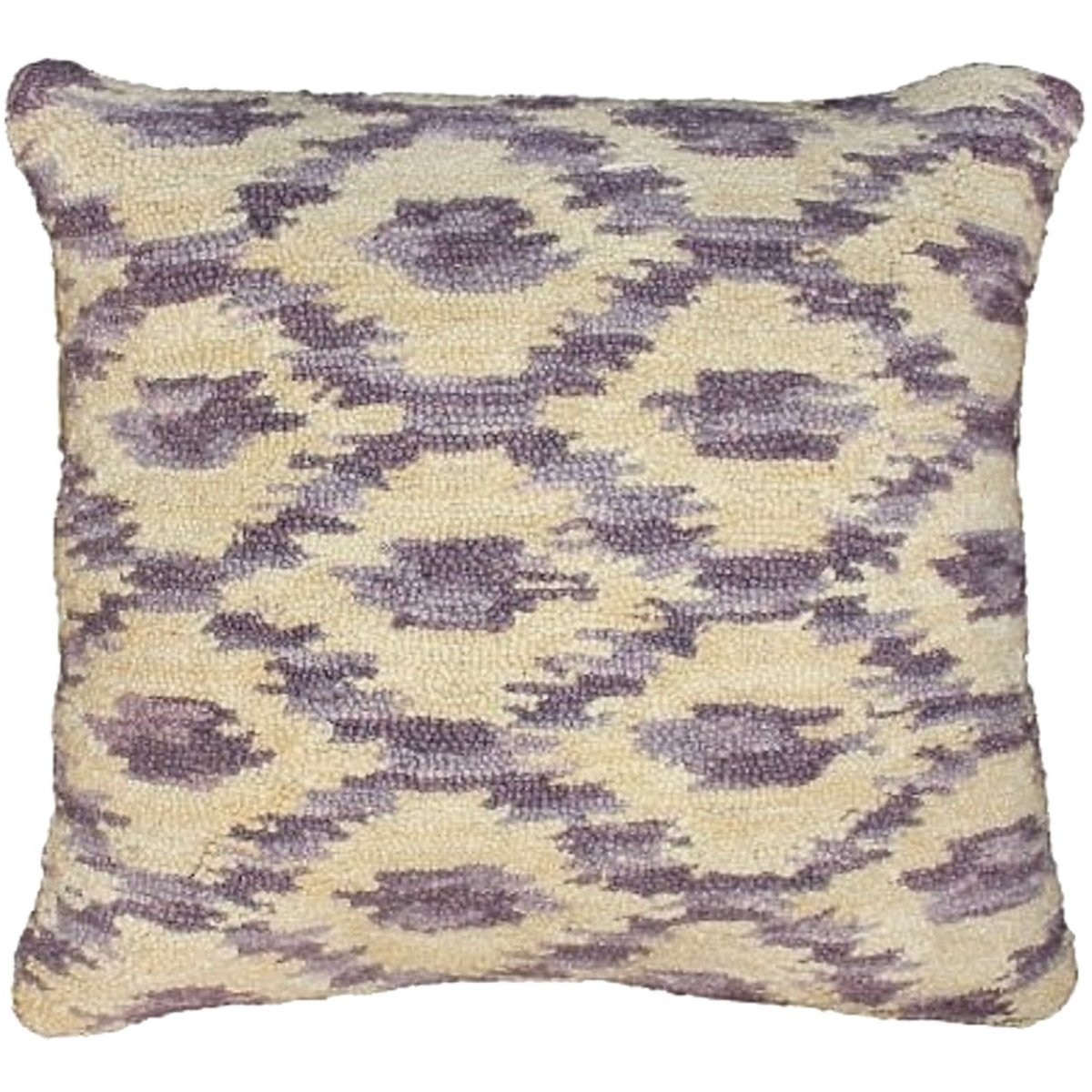 Ikat Shade Indian hooked wool throw pillow with artisan decorative design