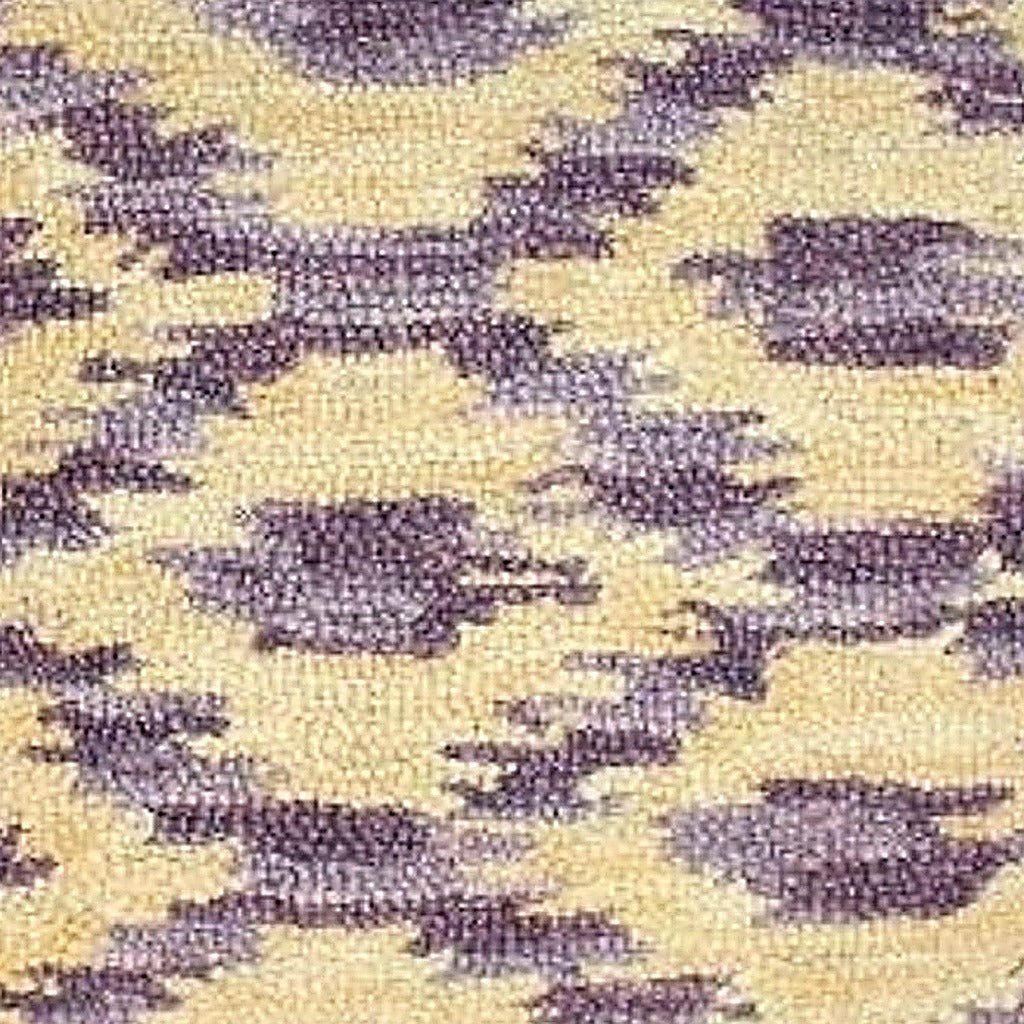 Ikat Shade Indian Wool Hooked pillow fabric closeup showing hand-embroidered needlepoint wool texture and color detail