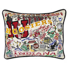 Indiana University Hoosiers hand-embroidered throw pillow featuring school colors and mascot imagery