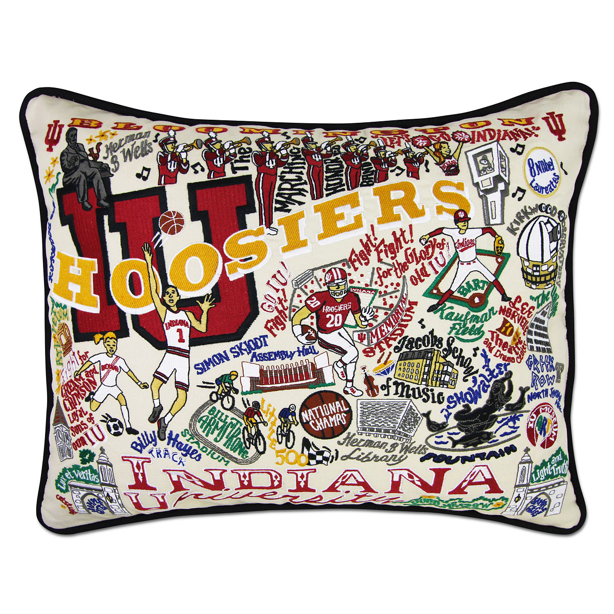 Indiana University Hoosiers embroidered throw pillow with school logo.