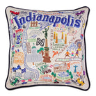 Indianapolis, IN Racing City hand-embroidered throw pillow showcasing iconic landmarks