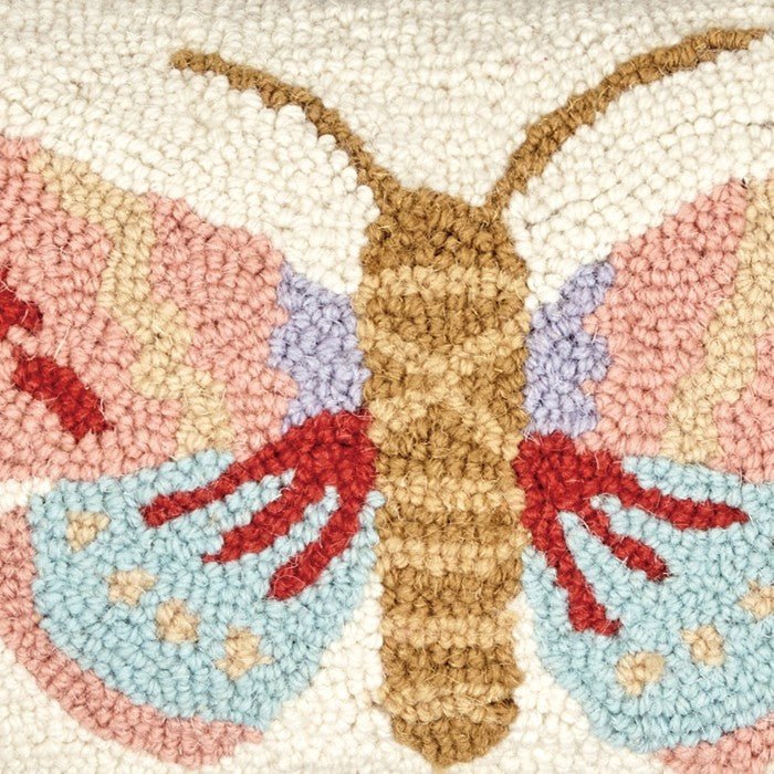Insect Hooked Wool Throw Pillow, close-up detail