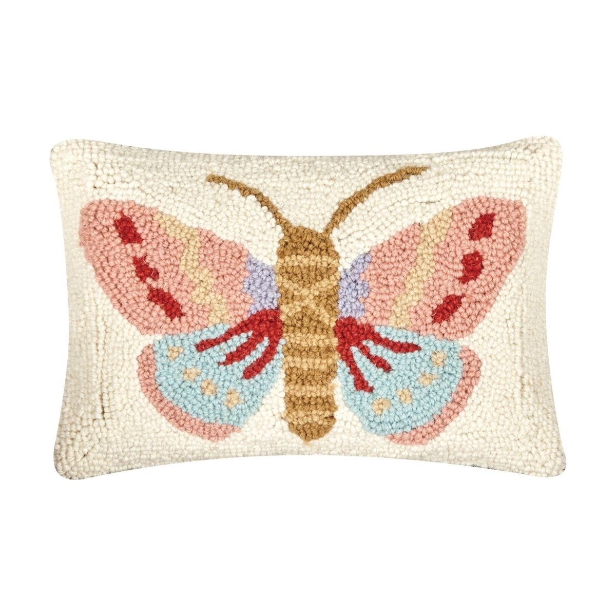 Insect Hooked Wool Throw Pillow, 8x12 inch, front view