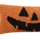 Jack-O-Lantern Hooked Wool Halloween Throw Pillow, close-up detail