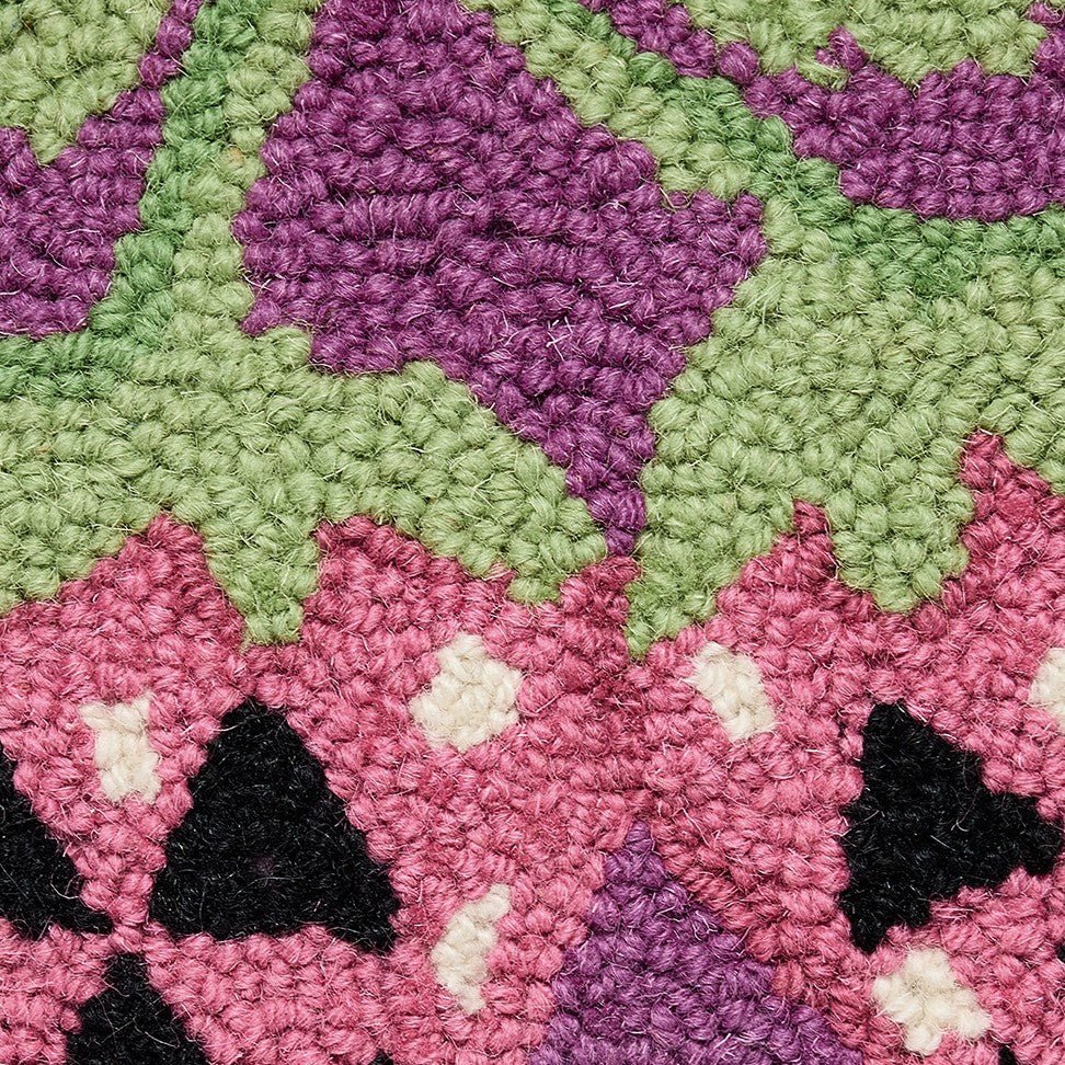 Jack Strawberry Hooked Wool Halloween Throw Pillow, close-up detail