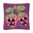 Jack Strawberry Hooked Wool Halloween Throw Pillow, 10x10 inch, front view