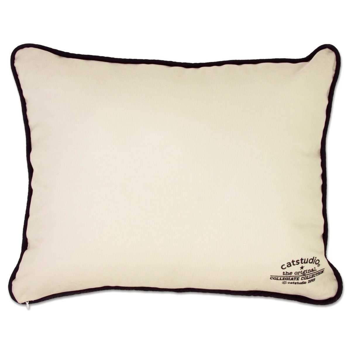 James Madison University Dukes Embroidered College Pillow - back view showing velvet backing and zipper