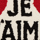 Je t'amime Hooked Wool Throw Pillow, close-up detail