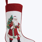 Jingle Claus Embroidered Needlepoint Christmas Stocking, close-up detail