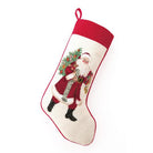 Jingle Claus Wool Needlepoint Christmas Stocking, 11x18 inch, front view