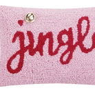 Jingle with Bell Hooked Wool Christmas Throw Pillow, close-up detail