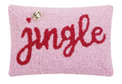 Jingle with Bell Hooked Wool Christmas Throw Pillow, 8x12 inch, front view