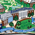 Close-up embroidery detail of the Johns Hopkins University Blue Jays Embroidered College Pillow