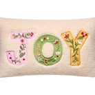 Joy Applique Embroidered Christmas Throw Pillow, close-up detail