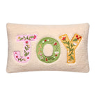 Joy Applique Embroidered Christmas Throw Pillow, 12x18 inch, front view