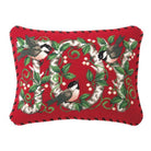 Joy Chickadee Wool Needlepoint Christmas Throw Pillow, 12x16 inch, front view