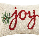 Joy Hooked Wool Christmas Throw Pillow, close-up detail