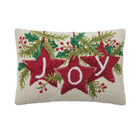 Joy Stars Hooked Wool Christmas Throw Pillow, 14x20 inch, front view